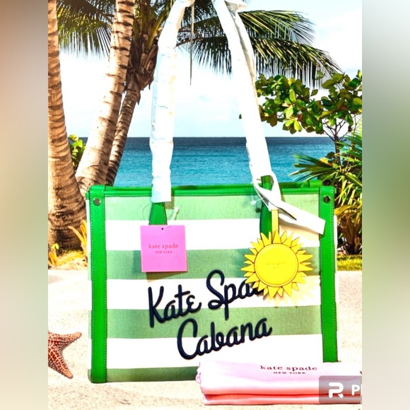 Kate spade Cabana Tote & Dust Bag NWT Tropical Vibe Thick Embroidery in black - Picture 1 of 13